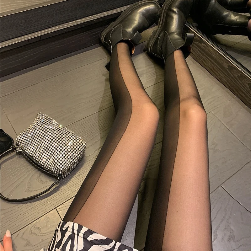 Сексуальные женские Чулки с имитацией строчки Веселые колготки контрастных