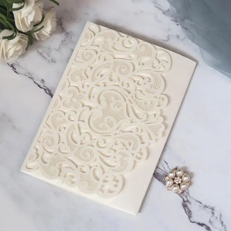 10 шт. лазерная резка полые в форме сердца свадебные приглашения открытки