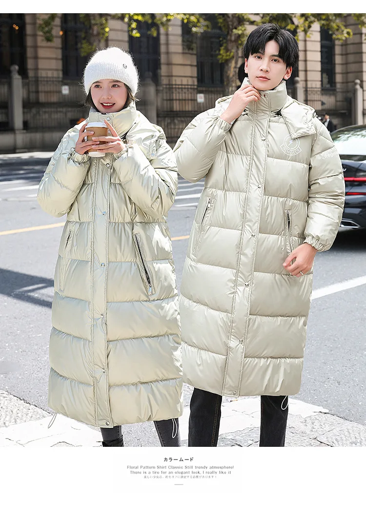 

Beardon 2021 New Winter Women's Long Glossy Loose Parkas Couple Thick Padded Coat