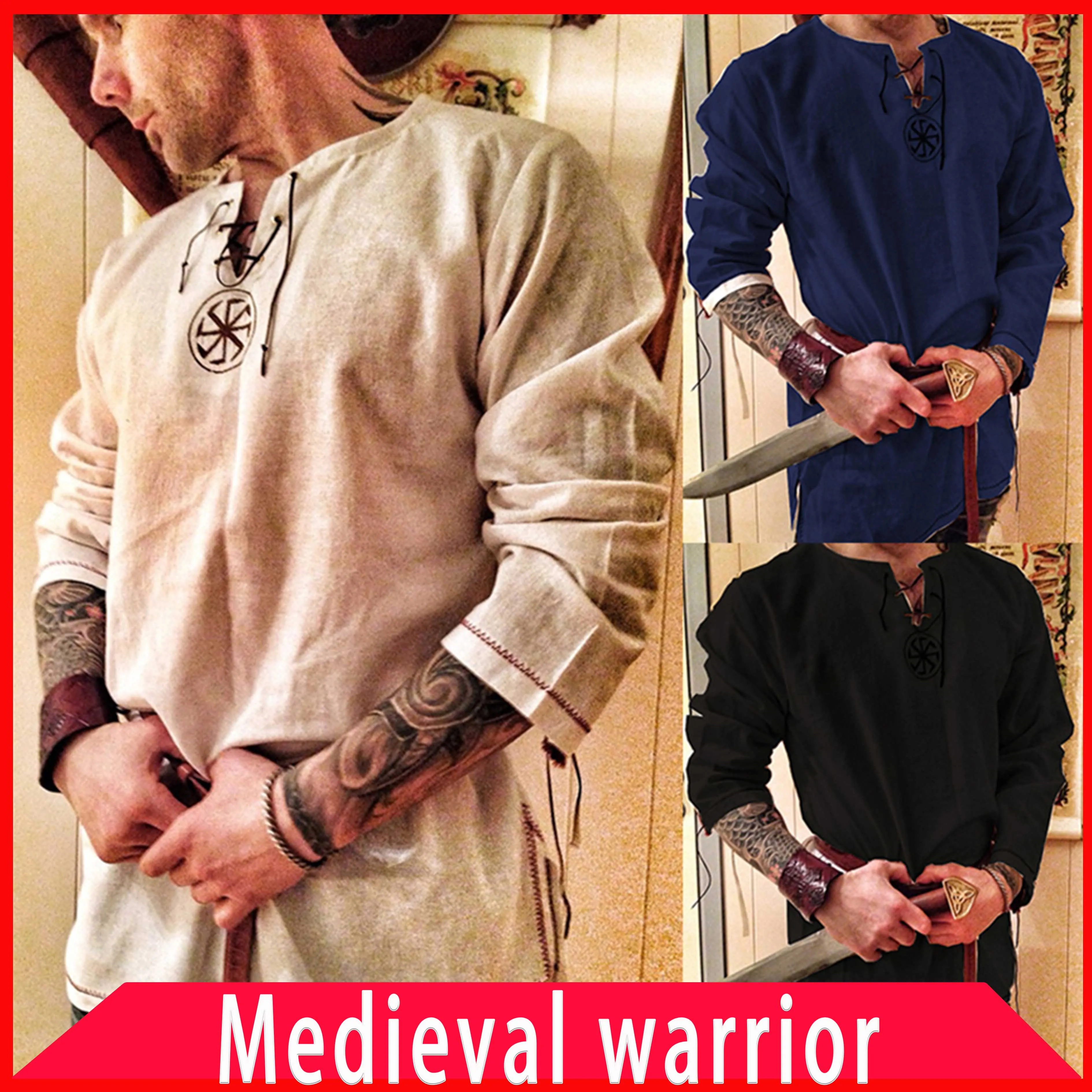 

Kinight Cosplay Medieval Halloween Carnival Party Role-play Costume Tunic Adult Viking Pirate Fancy Stage Performance Clothing