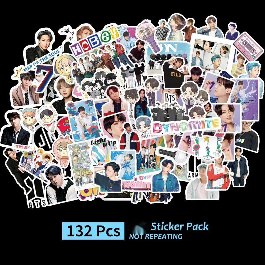

132 Pcs Korean Kpop Star Bangtan Boys Waterproof Graffiti Stickers for Luggage Laptop Fridge Car DIY Idols Decals Fans Toys