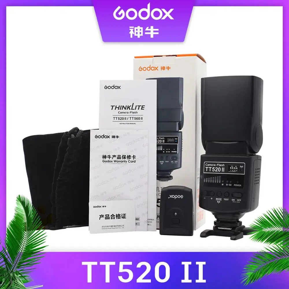 Godox TT520 II Flash TT520II со встроенным беспроводным сигналом 433 МГц+ набор цветных фильтров для цифровых зеркальных камер Canon Nikon Pentax Olympus