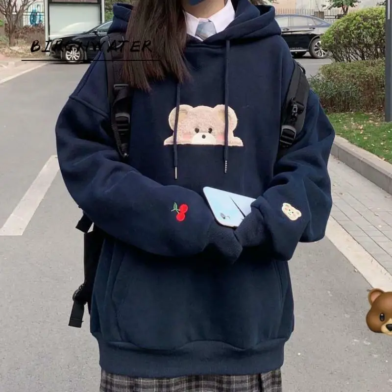 

Korean Hoodies Autumn Winter Fashion 2020 Kawaii Sweatshirt Women Long Sleeve Tops Cute Embroidery Casual Hoodies Women