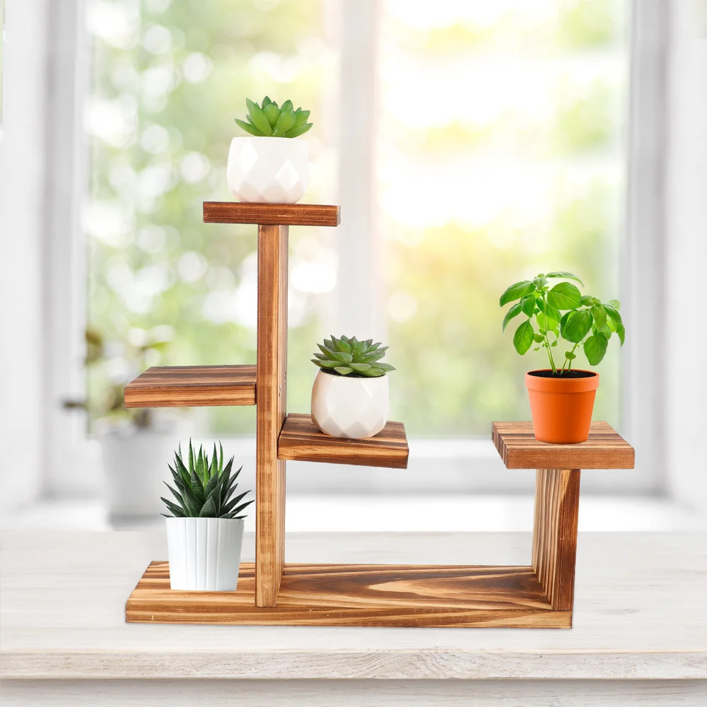 

1PC Wooden Succulent Bonsai Rack Multi-layer Flower Pot Stand Small Plant Rack