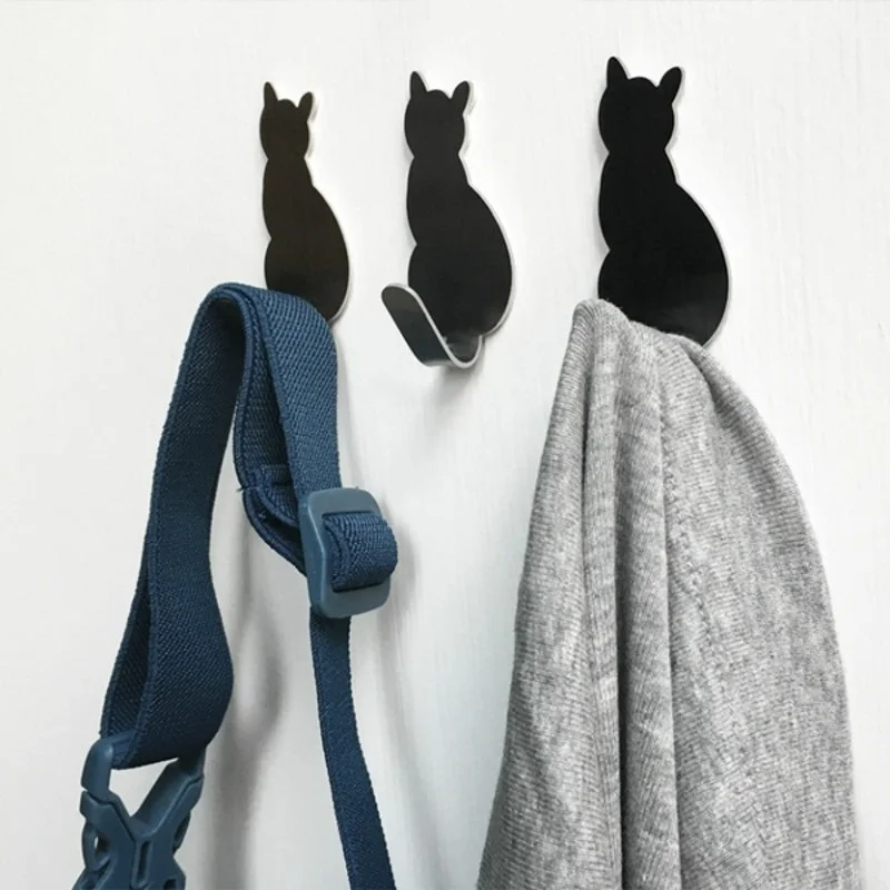 

2pcs Strong Self Adhesive Door Wall Hangers Hooks for Towel Suction Heavy Load Rack Cup Sucker for Kitchen Bathroom Cat Pattern