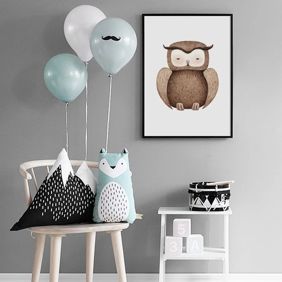 Мультяшные животные иллюстрация совы Настенная бумага картина скандинавские