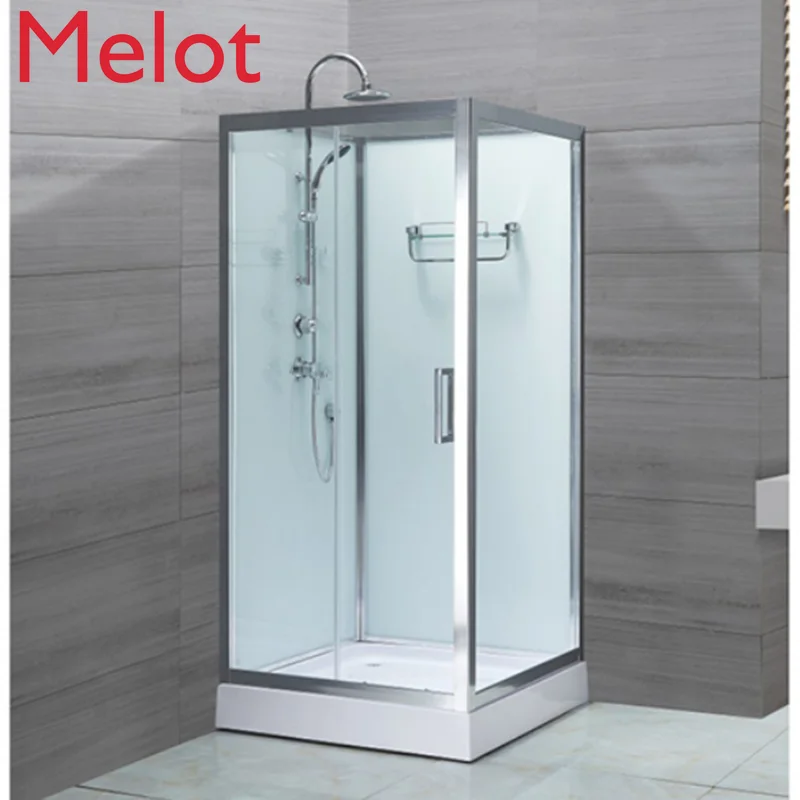 High-End Luxury Square Four-Side Glass Whole Shower Room with Base Faucet Shower Tempered Sliding Door Simple Household Hotel