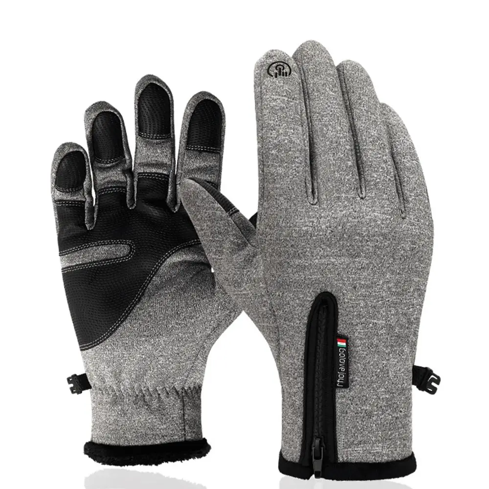 

Ski Gloves Warm Gloves Mobile Phone Motorcycle Riding Waterproof Gray Riding Glove Skiing Touch Screen Winter Non Slip Bicycle
