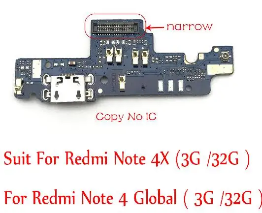 Для Xiaomi Redmi Note 4x Note4x USB док-станция разъем зарядный порт ленточный Зарядное устройство USB с гибким кабелем - Цвет: Narrow Copy