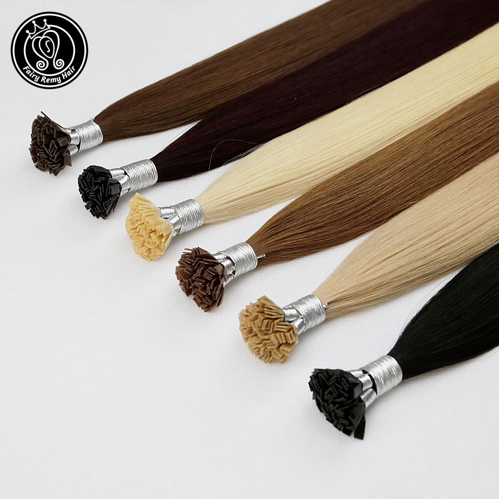 Fairy Remy Hair 0.8g/s 16 -18 inch Real Remy Flat Tip Human Hair Extension Silky Straight Pre Bonded Keratin Fusion Hair
