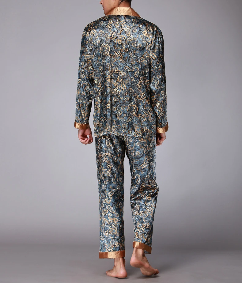Пижамные комплекты для мужчин атласная шелковая пижама пижамные костюмы