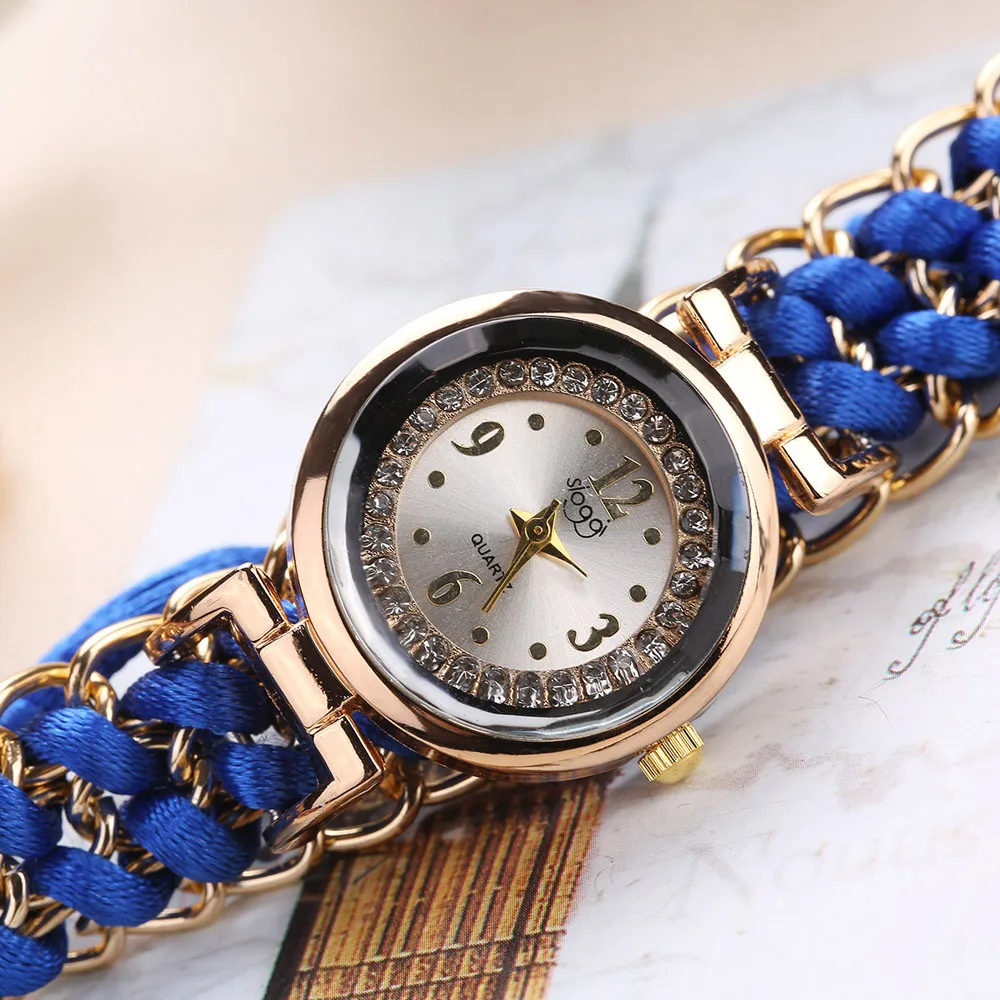 

Women Watches Crystal Diamond Wristwatch Knitting Rope Watchs Chain Winding Analog Quartz Movement Wrist Watch Damen Uhren F3