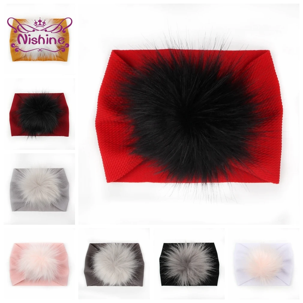 Nishine эластичное широкой стороне Детская повязка на голову с большим цветком для