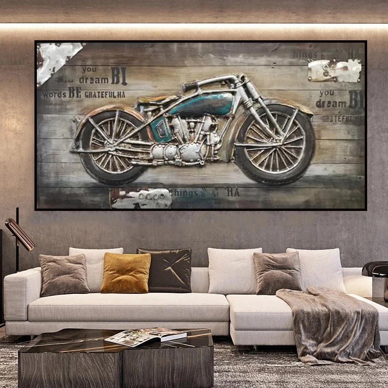 Мотоцикл ретро холст художественные плакаты картины Домашний Декор гонки