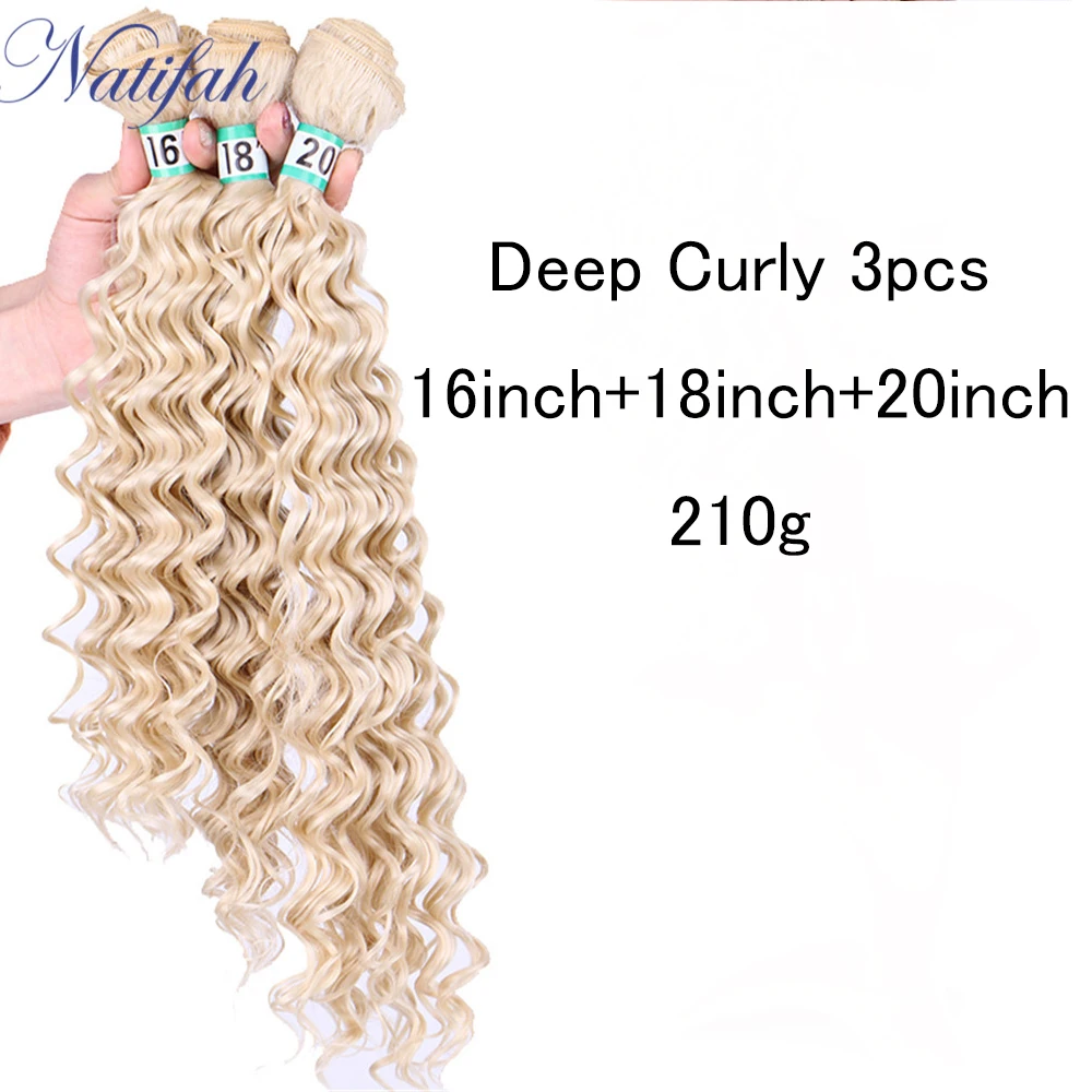 Natifah глубокая волнистая пряди синтетические вьющиеся волосы Пряди 16 20 дюймов