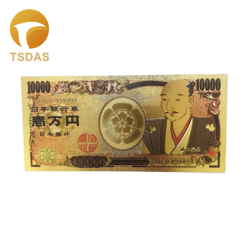 24 к позолоченные банкноты Япония 10000 иен Золотая фольга Примечание Необычные