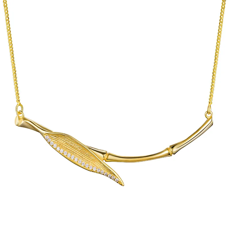 

Bamboo Leaf Pendant Necklace Silver 925 Sterling Personality Simplicity 925 Silver Jewelry Fashion Fresh 925 Sterling Silver