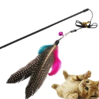 funny kitten play long teaser cute cat wand interactive fun toy with pet feather toys cat supplies play game pet products