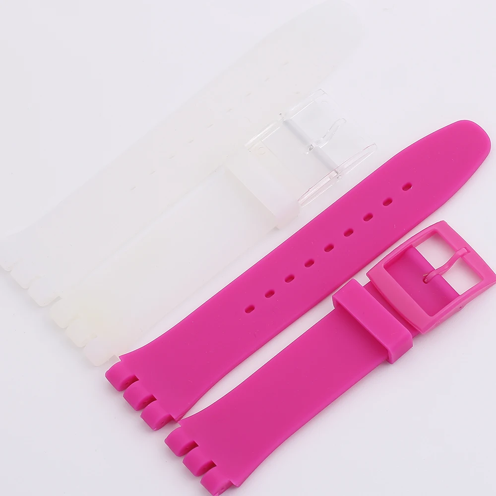 

17mm 19mm Silicone Watchband for Swatch Watches Replacement Rubber Watch Strap Women Men Wristband Waterproof Red Blue Yellow