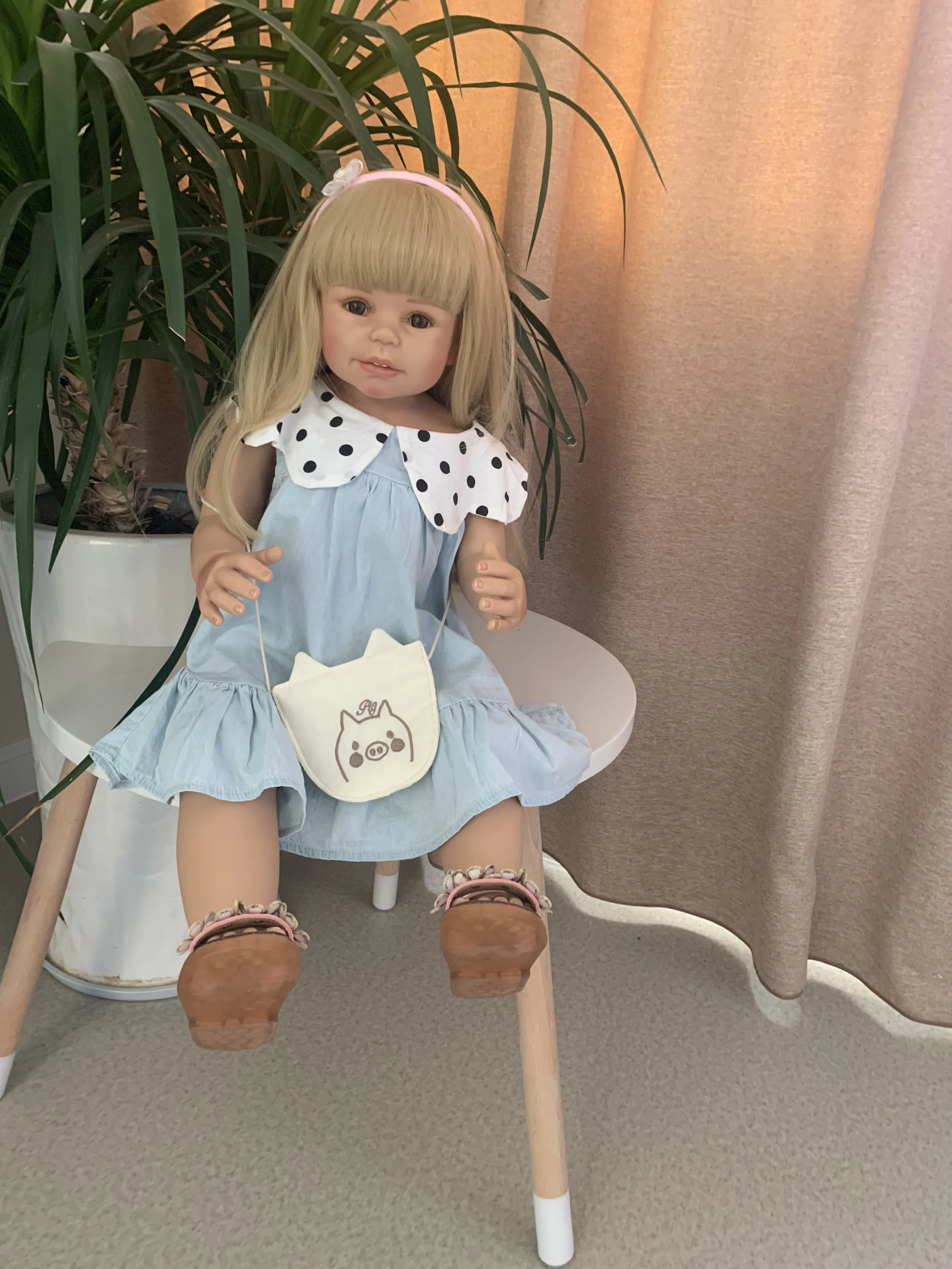 Оригинальный NPK новинка 70 см большое для маленьких девочек блонд с длинными