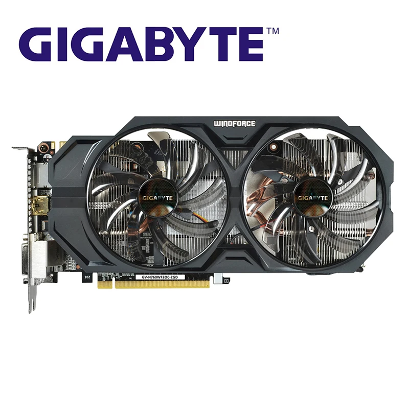 Видеокарты GIGABYTE GV-N760WF2OC-2GD GPU 760 бит GDDR5 GTX N760 Map видеокарта для nVIDIA Geforce GTX760 Hdmi Dvi б/у |