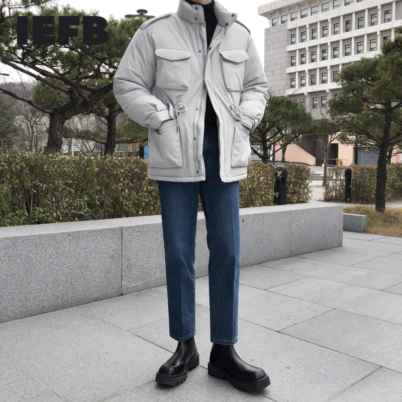 Теплая мужская куртка IEFB с хлопковой подкладкой корейская мода Утепленное