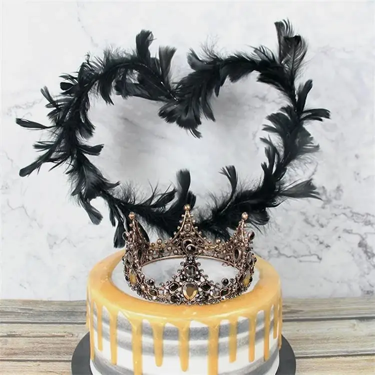 Маленькое сказочное украшение для торта удивительное перо белое черное Розовое