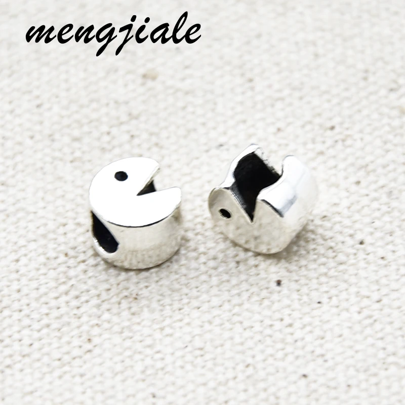 

15pcs/lot Antique Silver Plated Pac-Man Beads Fit European Charms Bracelet Pendants For Women Jewelry Hole 4mm