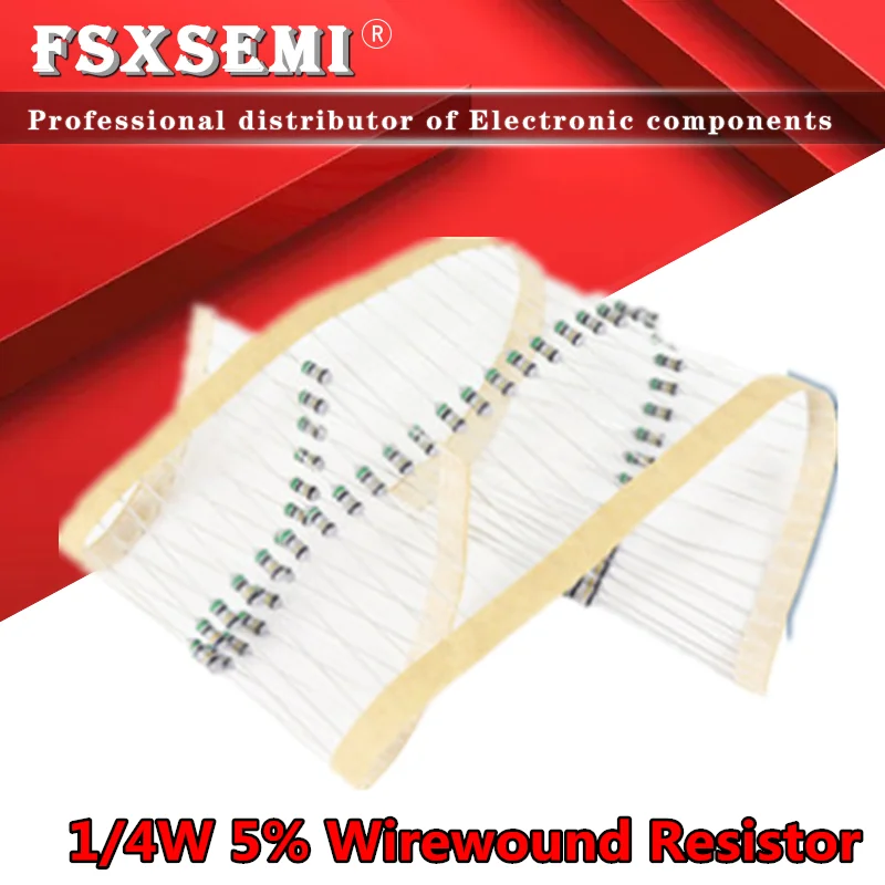 

100pcs 1/4W 5% Wirewound Resistor Fuse 0.5R 2.2R 3.9R 4.7R 5.1R 10R