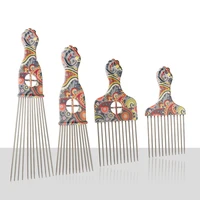 professional hairstyle steel needle fork comb african hair pick fork comb brush wide teeth hairdressing styling comb