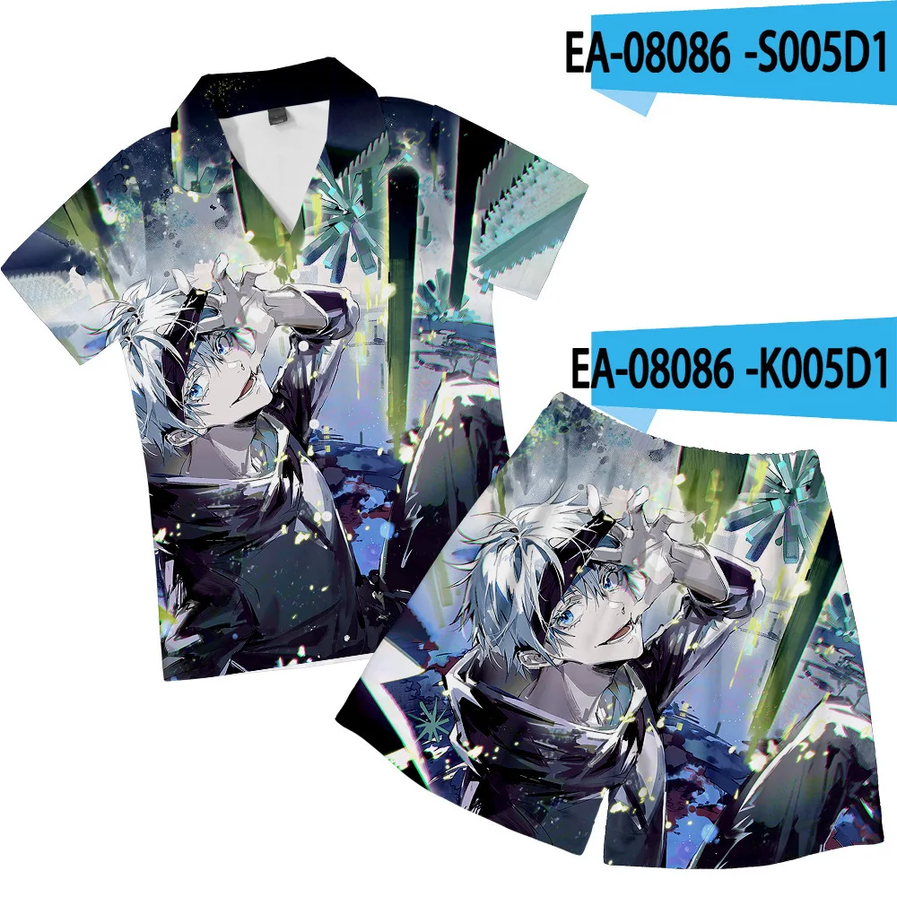 

Anime Pajamas Sets Jujutsu Kaisen Short Sleeve Pajama Sets Summer With Shorts Silk Beach Home Sleepwear Satin Pyjamas Shirt