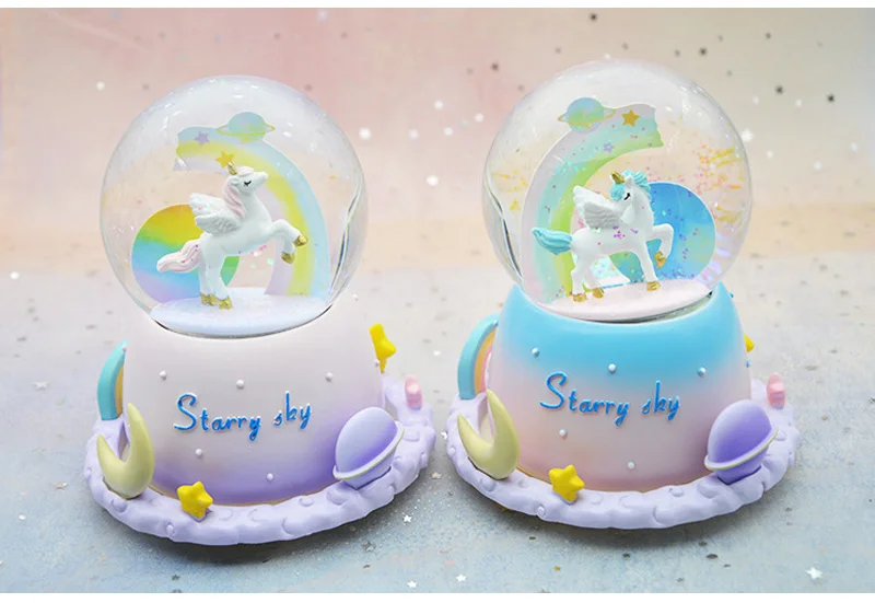 Fantacy Starry Sky Universe Miniature Model Snow Globe Crystal Ball Christmas Music Box Christmas Home Decoration Birthday Gift