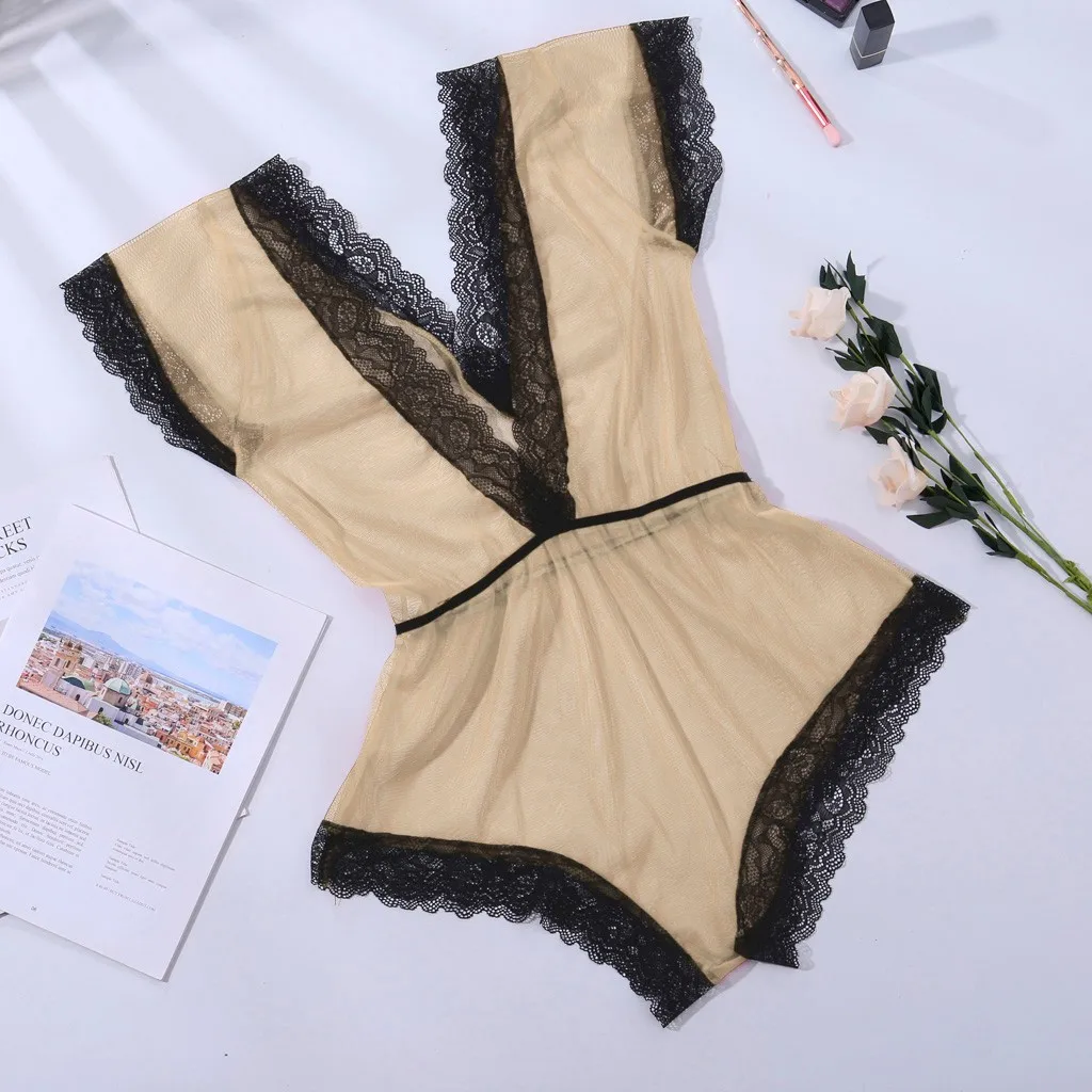 

WomenSleepwear Lace Sexy LingeriePornoTransparent Underwear Plus SizeErotic Costumes One PieceSex ClothesLenceriaPajamas