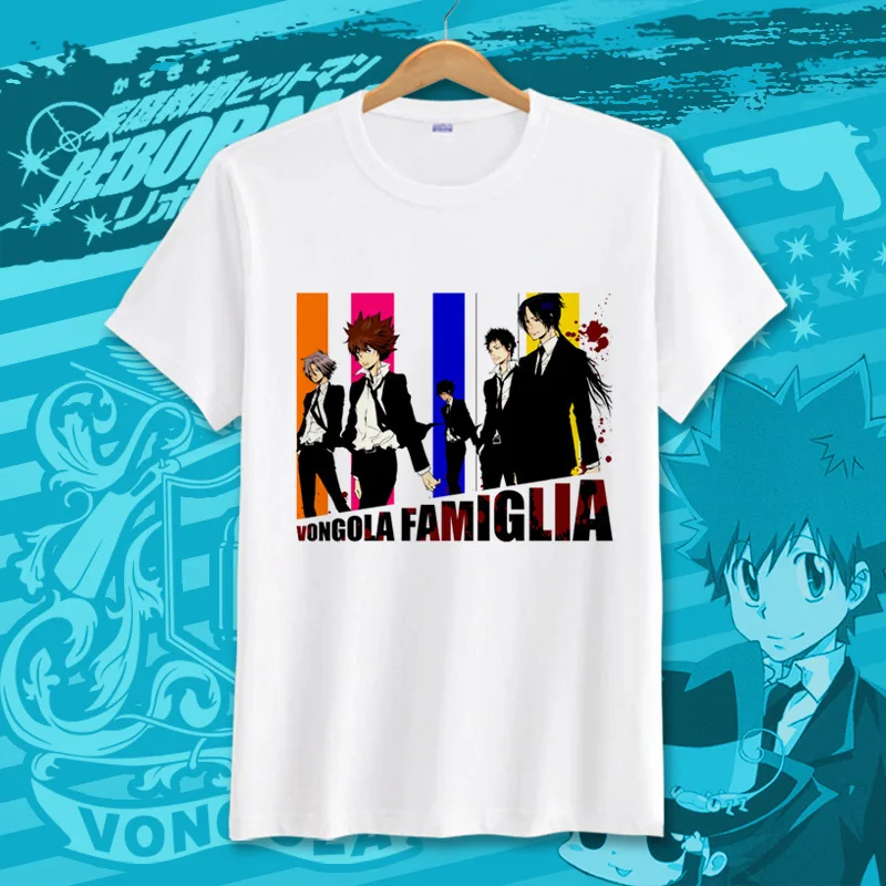 Японский аниме kateyo Hitman Reborn футболка Sawada Tsunayoshi летняя модный мультяшный Топ