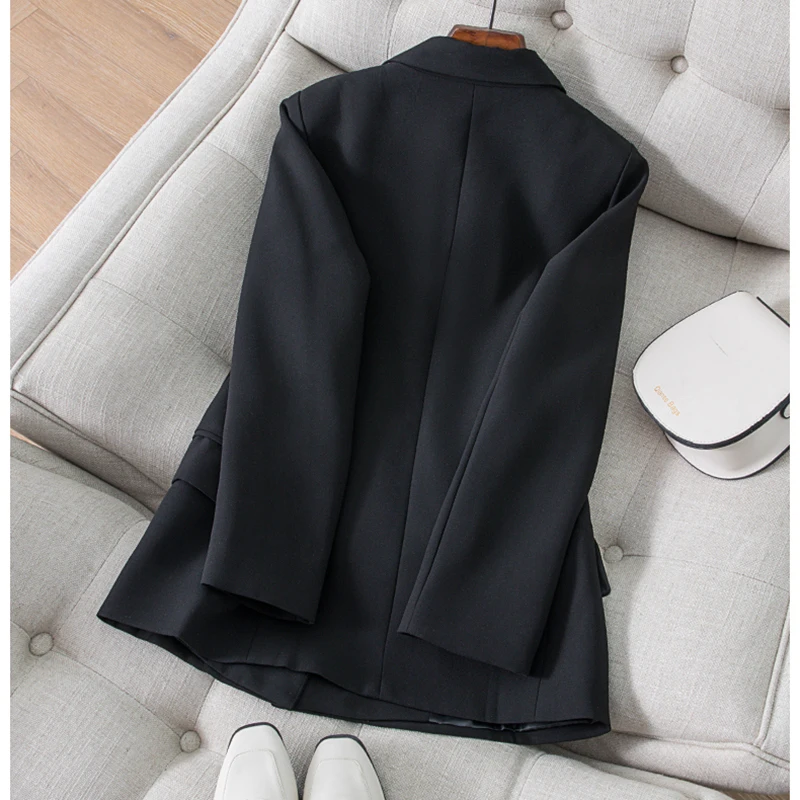 Double-breasted suit jacket women spring autumn new Korean version net red casual loose design sense niche suit coat trend s196