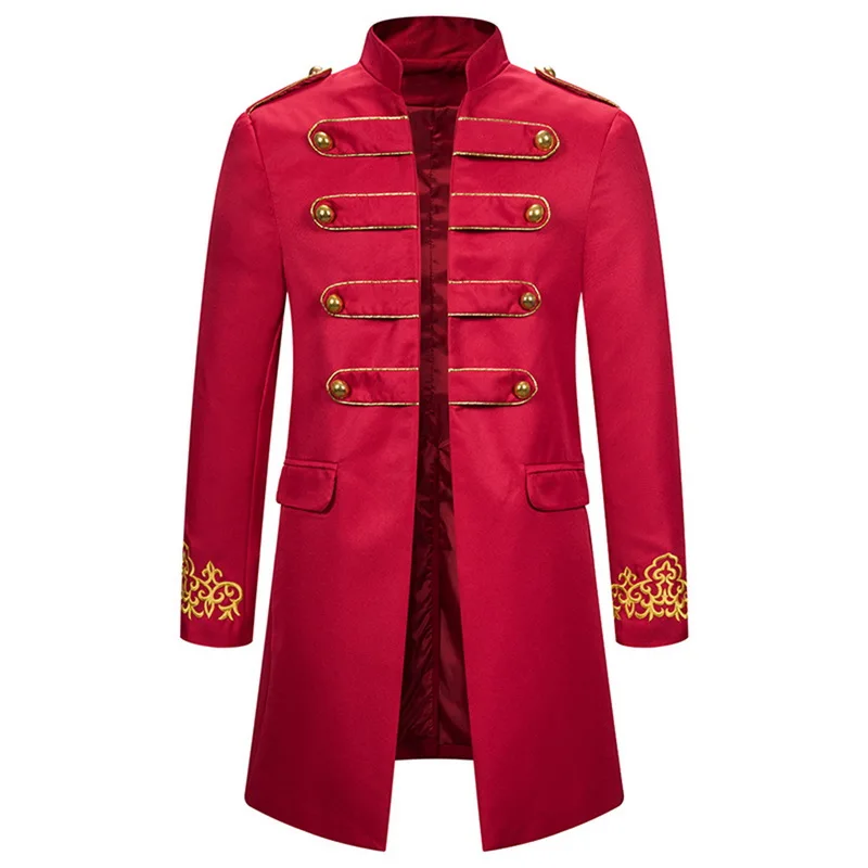 Мужская средневековая ретро куртка мужской костюм вышитые манжеты стоячий