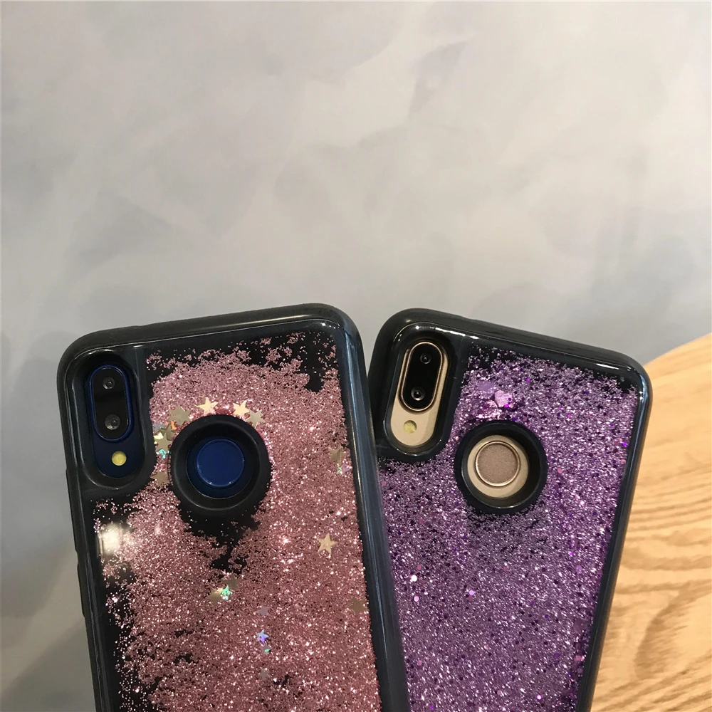 Черный силиконовый бампер динамического жидкого песчаника для Huawei Y9 2018 Y7 Pro Y6 Prime Y5 2019 P Smart Cover TPU Phone on.