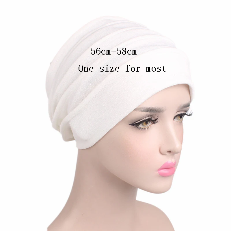 

2020 New Elastic Cotton Turban Hat Solid Color Women Warm Winter Headscarf Bonnet Inner Hijabs Cap Muslim Hijab femme Wrap Head