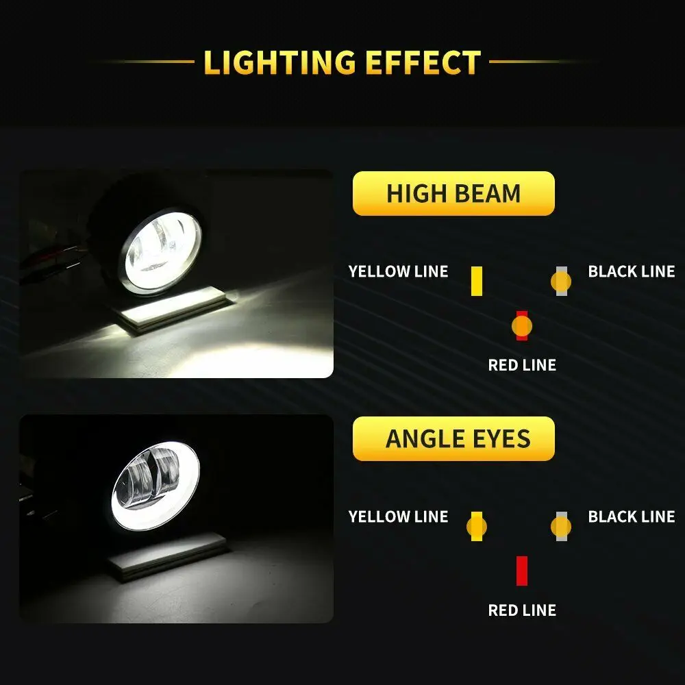 

2x 3" 20W LED Angel Eye Work Light Bar Off-road 12V 24V Spotlight LED Night Light Bar for Truck 4x4 Boat ATV Car Fog Light