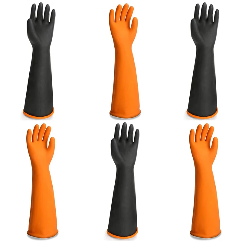 

3 Pair Rubber Gloves, Chemical-Resistant Thiocyanate Latex Gloves, Industrial Gloves For Safe Operation