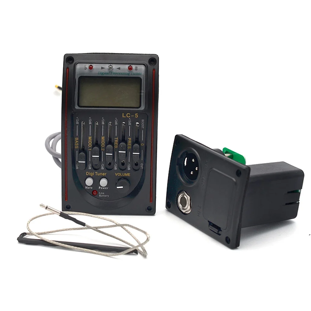 Цифровой эквалайзер усилитель для акустической гитары 5 полос с ЖК тюнером Piezo