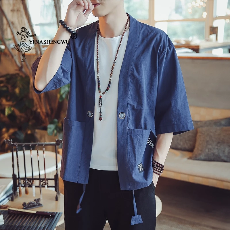 Yukata, мужское кимоно, кардиган, мужские японские кимоно, верхнее пальто, кимоно, костюм для косплея, принт, азиатская одежда, летние пляжные повседневные рубашки