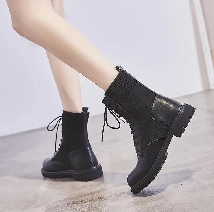 Байкерские ботинки Martin для девочек новинка зима 2019 Подиумные ботильоны