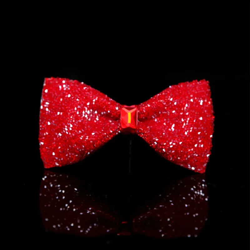 

2020 Top Quality Men's Noble Diamond Bow Ties Designers Brand Butterfly Bow tie Shiny Romantic Wedding Groom Bow Tie for Men Red