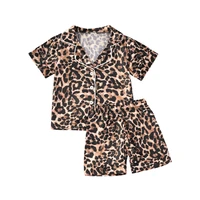 fashion leopard boys girls pajama sets short sleevelong sleeve topsshortspants summer nightwear 2pcs set 0 6years