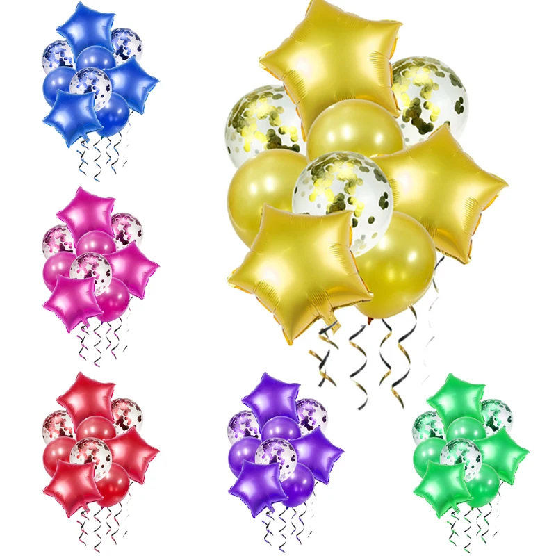9 шт./лот смешанные латексные шары с конфетти синие розовые золотые украшения для