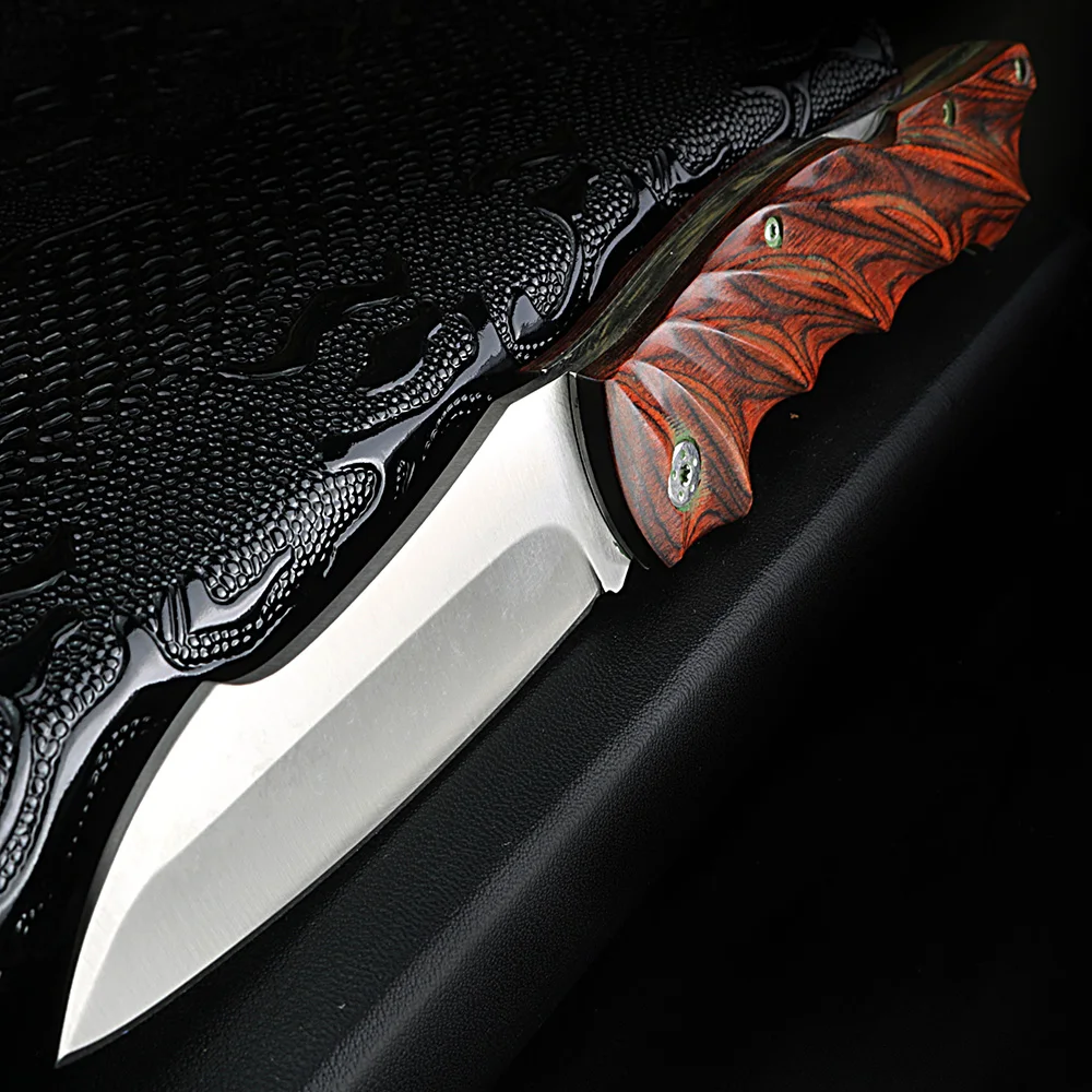 

Походный складной нож, карманный нож, портативные охотничьи ножи для кемпинга, лезвие из нержавеющей стали, деревянная ручка, для пешего тур...