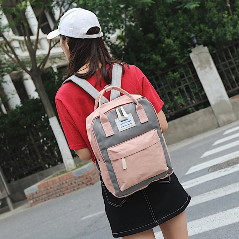 

Solid Color Backpack For Women 2020 Waterproof Nylon Multi Pocket Travel Backpacks Large Capacity School Bag For Teenage
