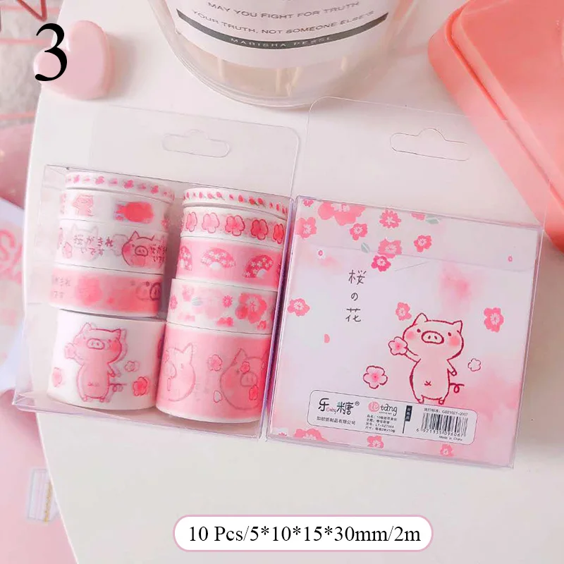 3 10 шт./компл. Kawaii Cat клейкая лента милый веселый лента Washi голубого океана декоративная клейкая лента для Скрапбукинг DIY Фотоальбом - Цвет: 3