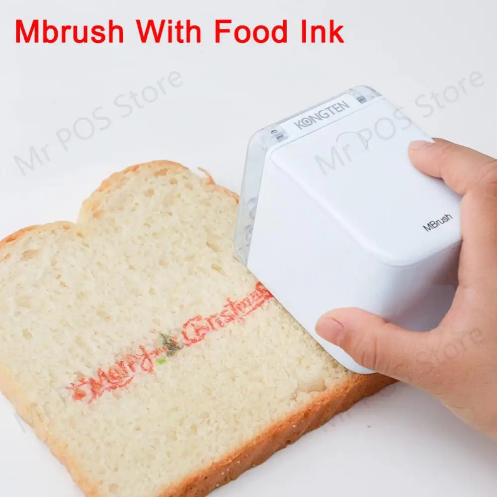 kongten mbrush color food portable printer handheld mini inkjet cake printer customized wireless wifi food mrush printer ink free global shipping